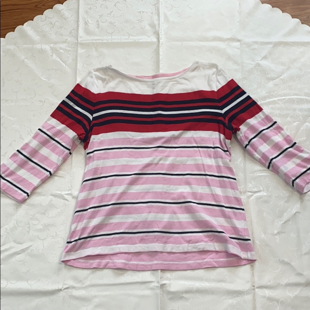 Talbots L striped color block T-shirt